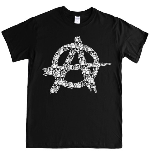 Anarchy symbol skulls shirt - skulls, t-shirt